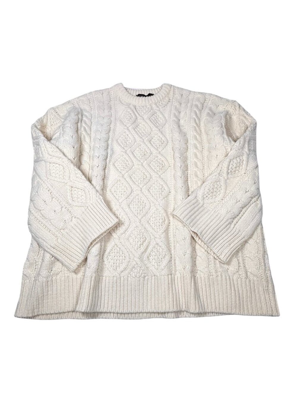 Lioness Gigi Oversized Fisherman Sweater L Chunky Slouchy Boxy Boho Ivory - Picture 12 of 14